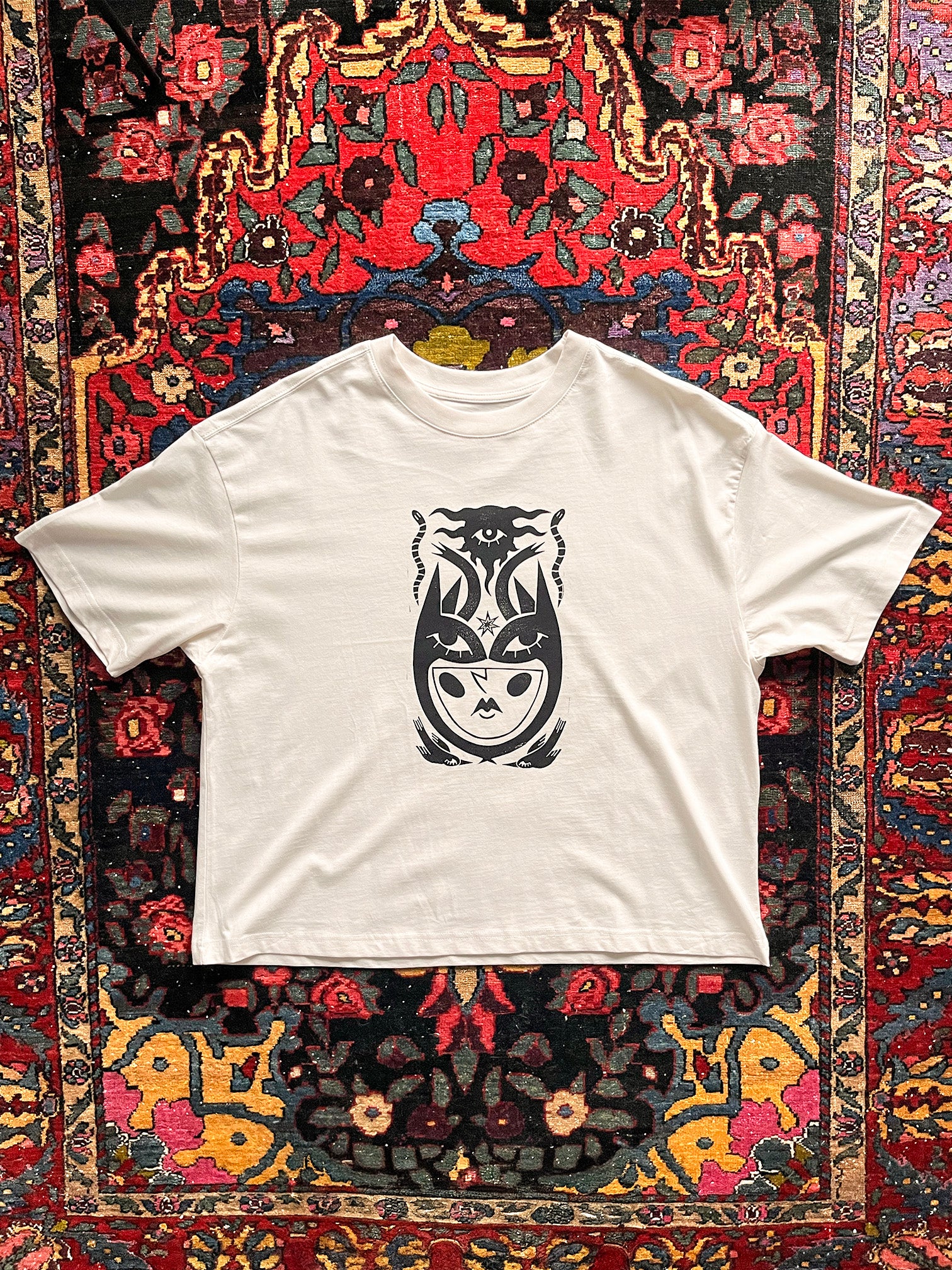 In Embrace of Thoughts Handprinted Boxy T-shirt Women