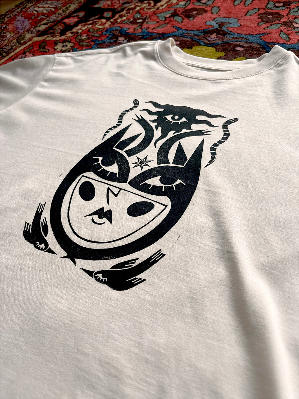 In Embrace of Thoughts Handprinted Boxy T-shirt Women