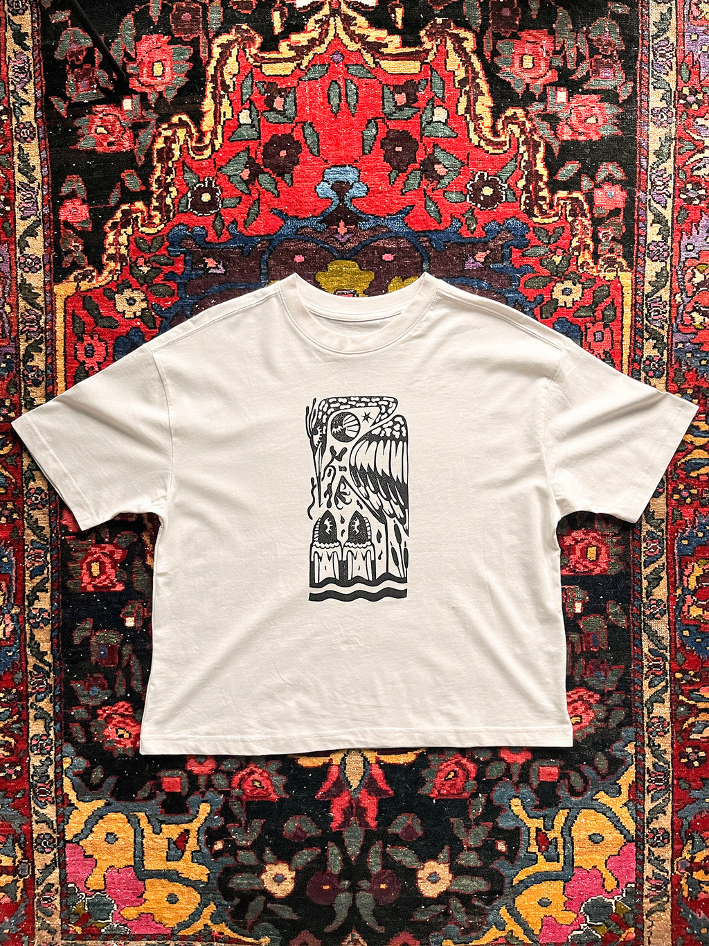 Misguided Care Handprinted Boxy T-shirt Women