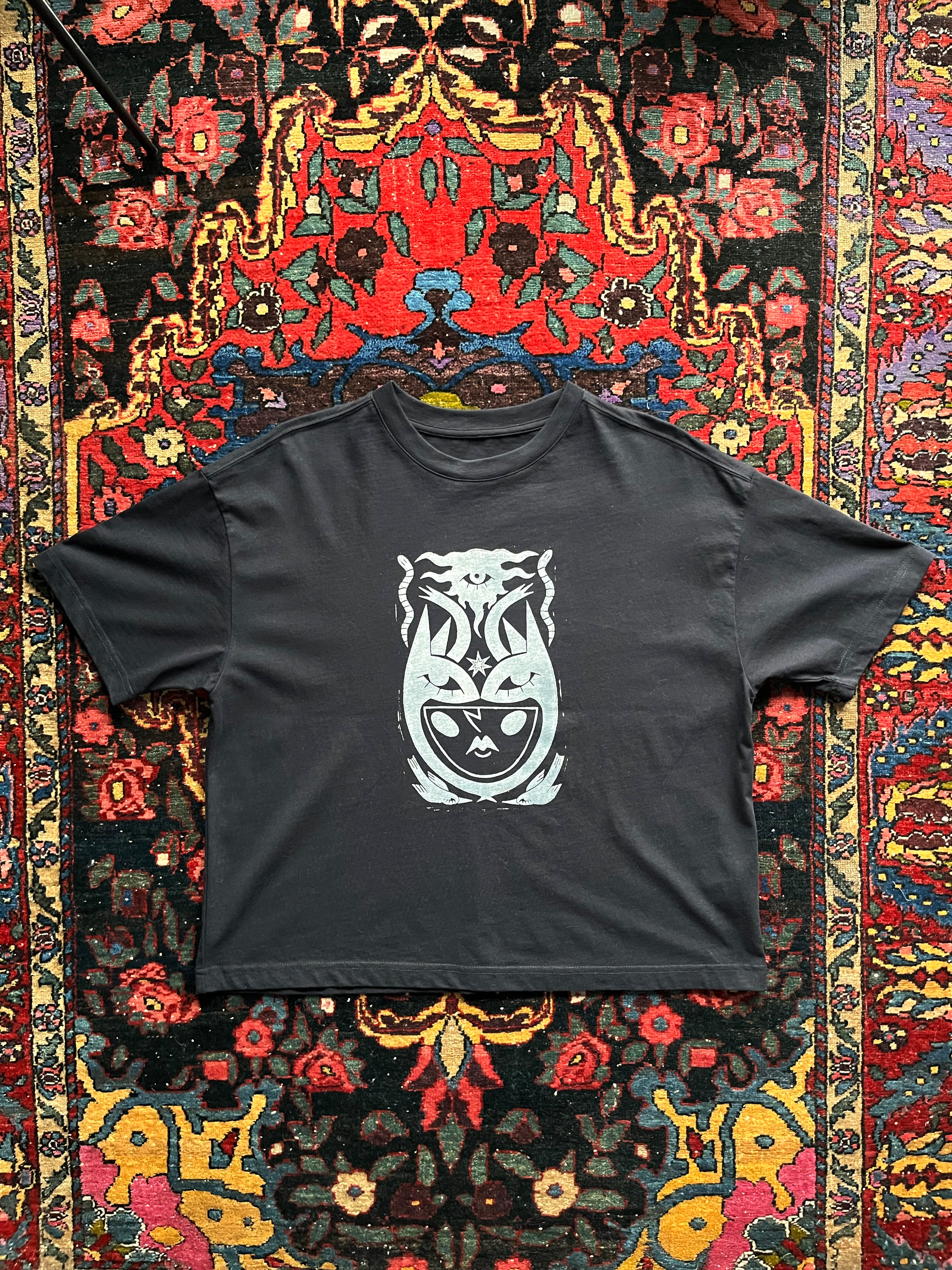 In Embrace of Thoughts Handprinted Boxy T-shirt Women