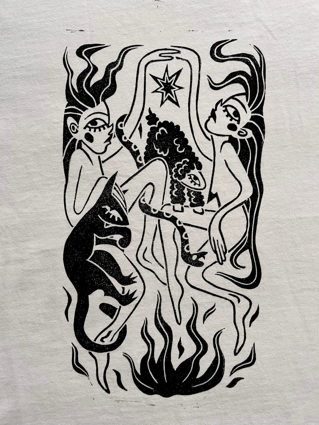 Sacred Dance Handprinted Boxy T-shirt Women