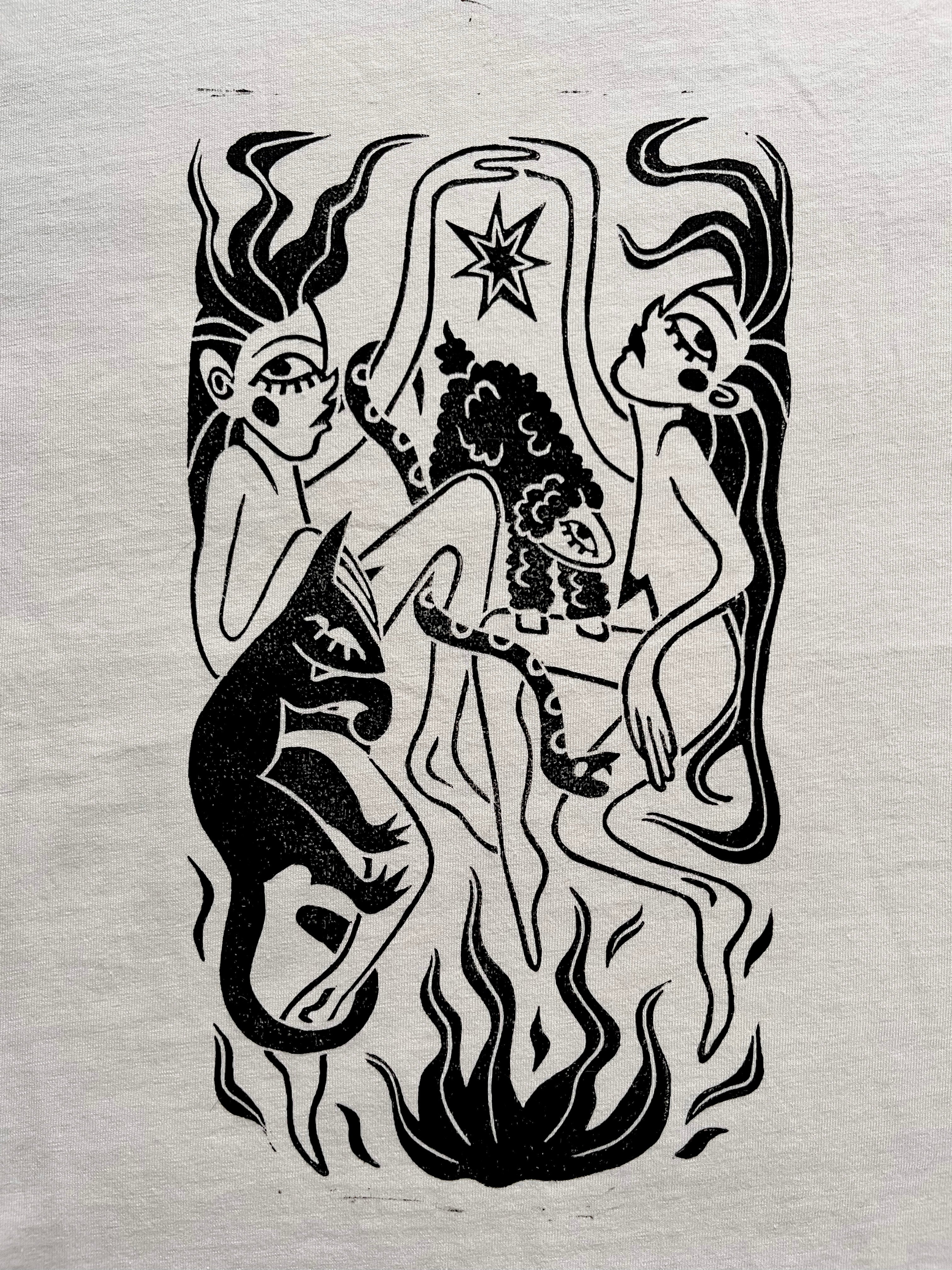 Sacred Dance Handprinted Boxy T-shirt Women