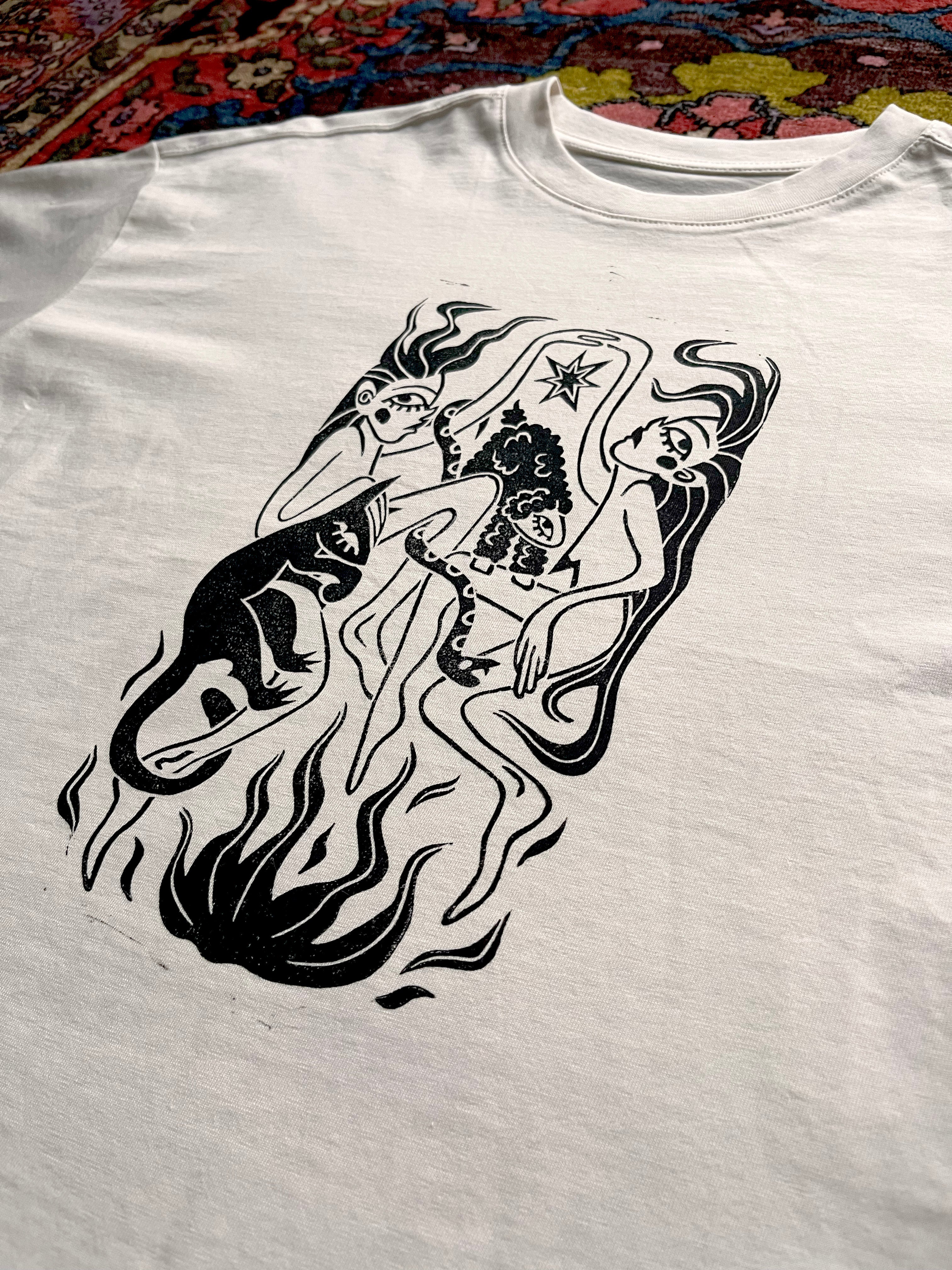 Sacred Dance Handprinted Boxy T-shirt Women