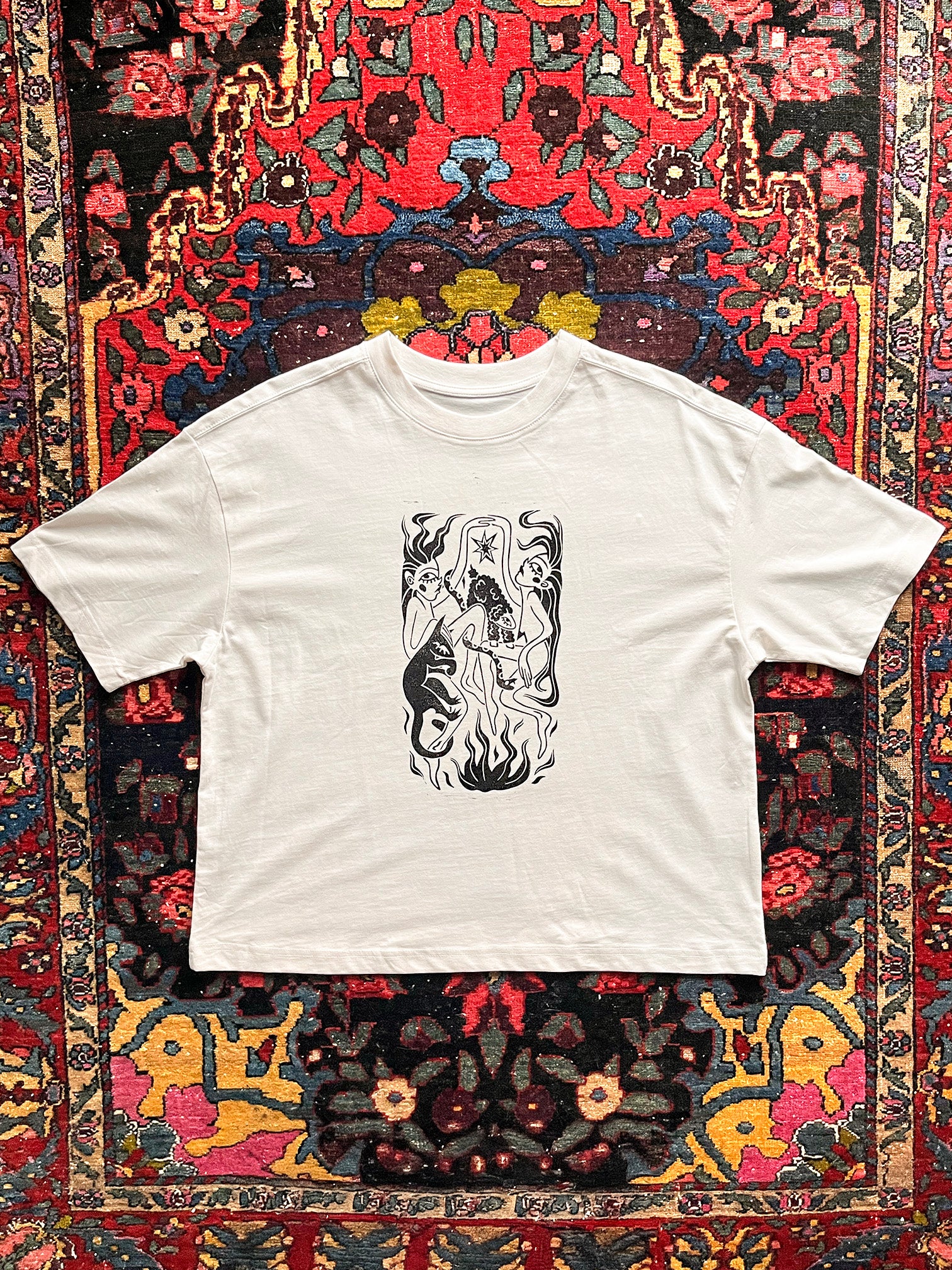 Sacred Dance Handprinted Boxy T-shirt Women